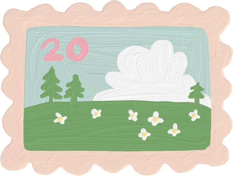 Handdrawn Painterly Cute Objects Meadow Stamp